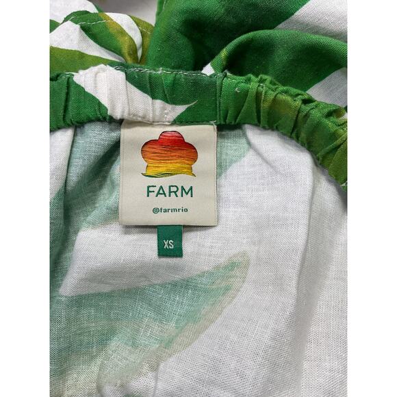 Farm Rio 'Monstera' White Linen Knot Midi Dress Size XS - Picture 4 of 5